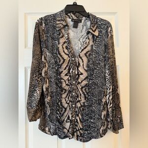 International Concepts INC Animal Print with bling buttons size Large